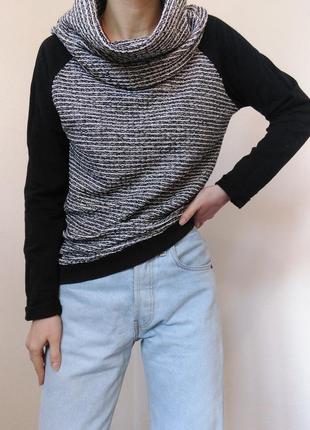 Трикотажний світшот чорний светр джемпер пуловер регалн лонгслів кофта толстовка худі