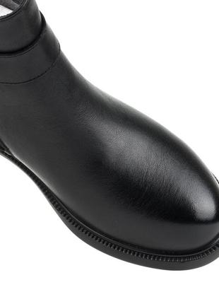 Ботинки женские кожаные демисезонные на толстом стойком каблуке черные, с флисом 1715б5 фото