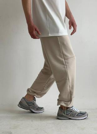 Бежевые мужские оверсайз спортивные штаны2 фото