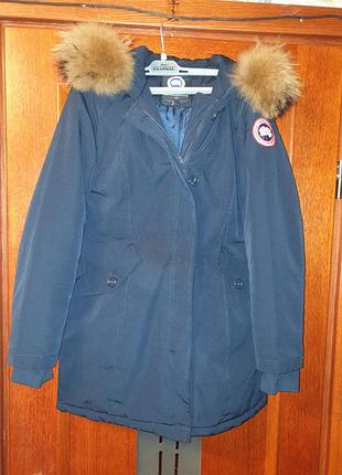 Куртка синя тепла парка від canada goose.