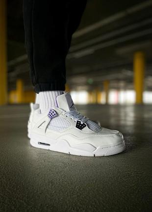 Мужские кроссовки nike air jordan 4 retro metallic purple белого с фиолетовым цветами