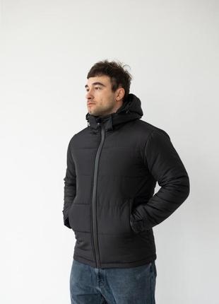 Утепленная мужская качественная куртка базовая однотонная зимняя на синтепоне2 фото