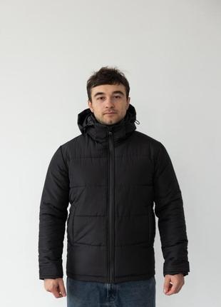 Утепленная мужская качественная куртка базовая однотонная зимняя на синтепоне3 фото