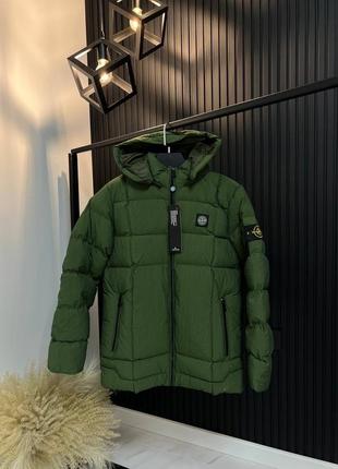 Зимовий преміум пуховик в стилі стон айленд якісний теплий до -20 чоловіча куртка з патчем stone island1 фото