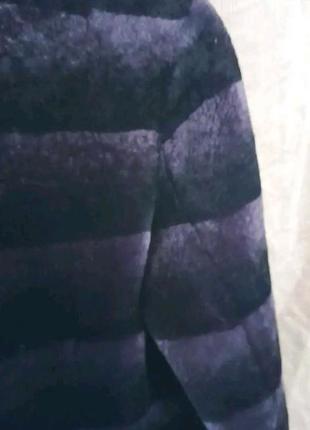 Шуба поперечка натуральный полированый шолковый мутон окрас под фиолетовую шиншиллу5 фото