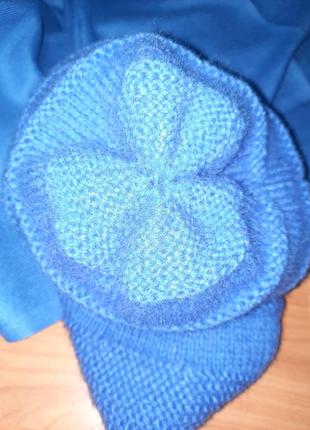 Объемная вязаная шапка из ангоры handmade. цвет синий/ размер 56-605 фото