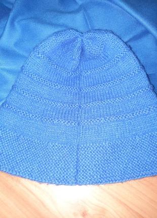 Объемная вязаная шапка из ангоры handmade. цвет синий/ размер 56-603 фото
