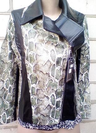 Куртка косуха фактурная стрейч эко кожа под змею змеиный принт питон и хищный принт лео леопард курт7 фото