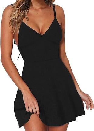 Купальник сдельный черный с утяжкой размер 52 / 18 новый c юбкой