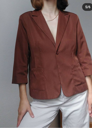 Шоколадный пиджак сатиновый жакет коричневый блейзер пиджак 3/4 рукав жакет оверсайз2 фото