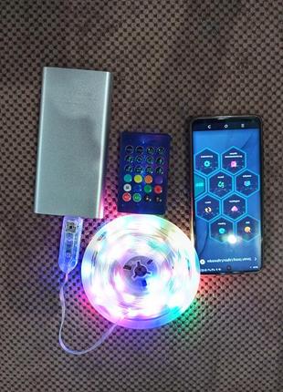 Світлодіодна лед гирлянда smart rgb bluetooth 10 метрів6 фото