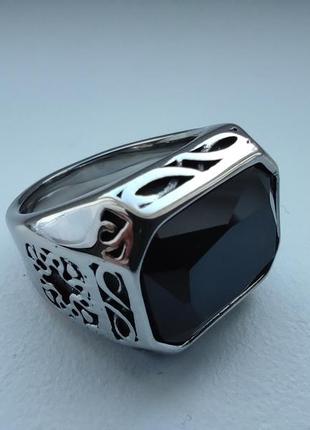 19 мм (9) новое кольцо печать нержавеющая сталь черный камень4 фото