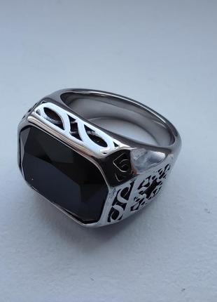 19 мм (9) новое кольцо печать нержавеющая сталь черный камень3 фото