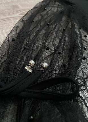 Черная женская блузка с сеткой5 фото