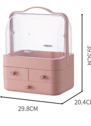Настольный органайзер для косметики 4 секции большой розовый ym206-2 three drawers2 фото