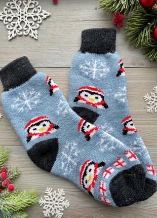 Новорічні жіночі шкарпетки шерстяні носки теплі зимові із овечої шерсті 35-439 фото