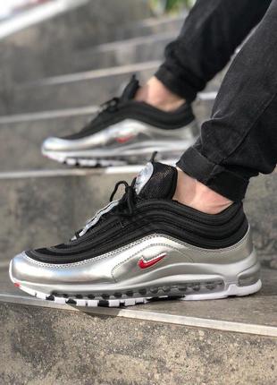 Nike air max 97 silver black мужские кроссовки