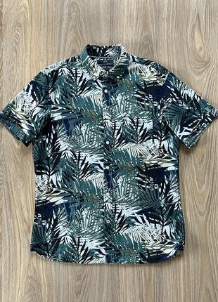 Мужская хлопковая рубашка гавайка с принтом angelo litrico slim fit