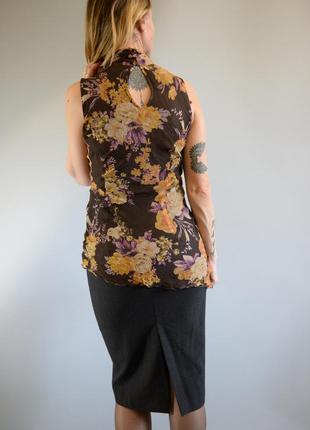 Шифоновая блуза без рукавов с цветочным принтом zara4 фото