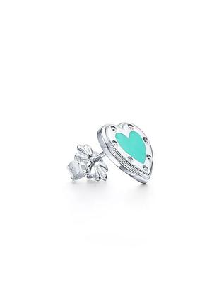 Сережки-сердечка love tiffany blue® із сердечками в сріблясті3 фото