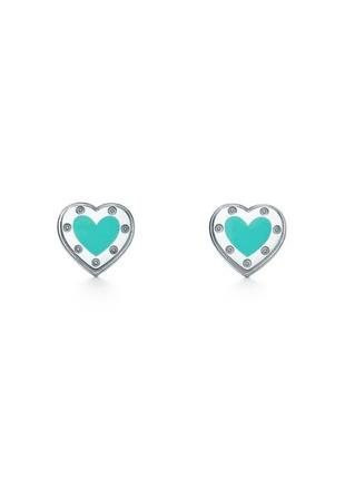 Серьги-сердечки love tiffany blue® с сердечками в серебре