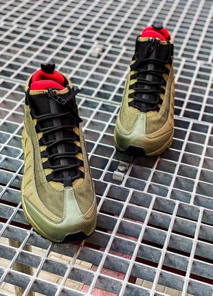 Кросівки жіночі / чоловічі зелені (хакі) теплі nike air max sneakerboot 95 "khaki"5 фото