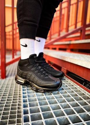 Кросівки жіночі / чоловічі чорні теплі nike air max sneakerboot 95 "black"7 фото