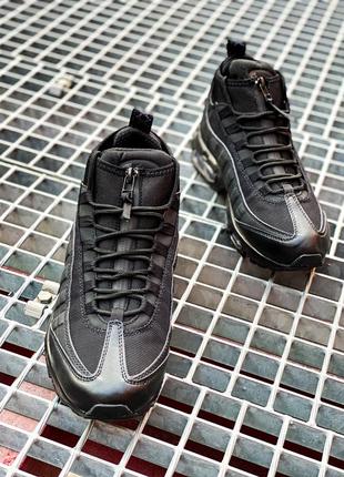 Кросівки жіночі / чоловічі чорні теплі nike air max sneakerboot 95 "black"5 фото