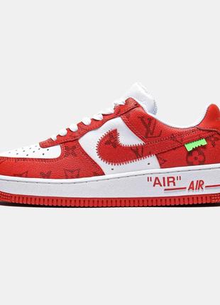 Louis vuitton x nike air force 1 low red4 фото