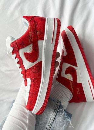 Louis vuitton x nike air force 1 low red5 фото