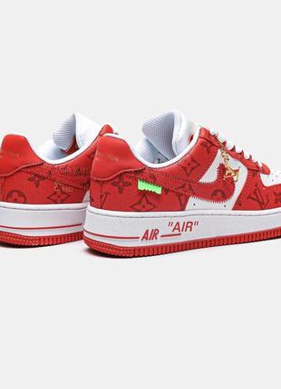 Louis vuitton x nike air force 1 low red2 фото