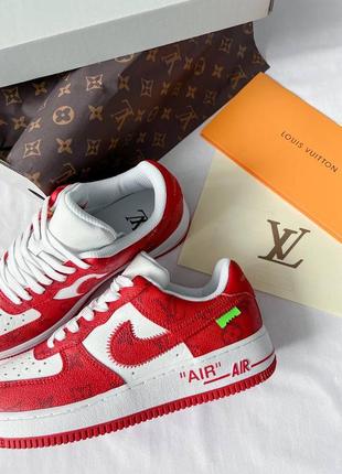 Louis vuitton x nike air force 1 low red6 фото