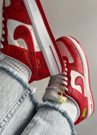 Louis vuitton x nike air force 1 low red10 фото