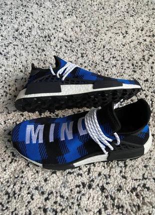 Оригінальні кросівки аdidas pharrell x billionaire boys club x nmd human race trail 'blue plaid'