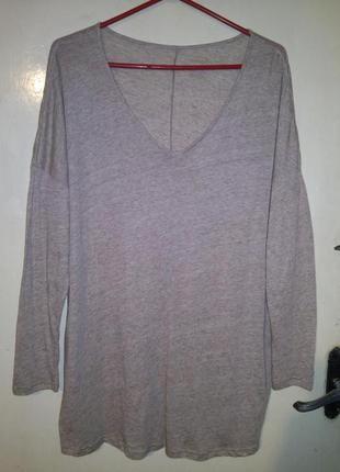 Трикотажна, меланж, бежева (фото3) блузка-лонгслів, великого розміру,esmara