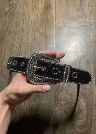 Ремінь зі стразами чорний belt drip