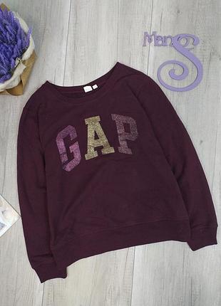 Свитшот с начесом gap женский бордовый с блестящими буквами коллекция 90-е размер м