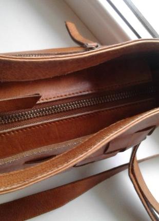Плетеная рыжая ,цвета коньяка ,кожаная сумка с заклепками ручной работы superior leather7 фото