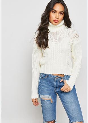 Мегакласний укорочений в'язаний светр під горло misguided