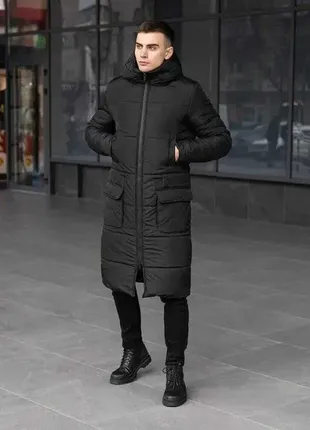 Зимняя куртка двойной утеплитель до -25 черная2 фото