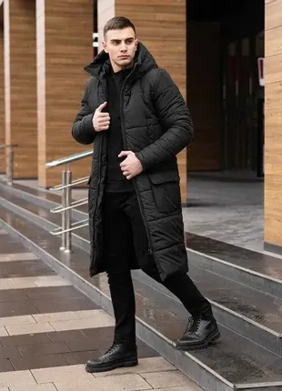 Зимняя куртка двойной утеплитель до -25 черная5 фото
