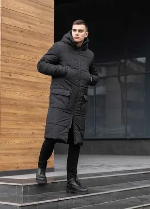 Зимняя куртка двойной утеплитель до -25 черная6 фото