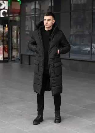 Зимняя куртка двойной утеплитель до -25 черная7 фото