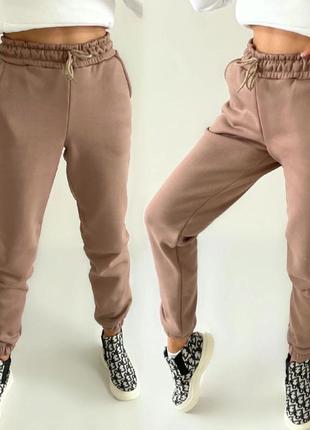 Жіночі для жінок спортивні зручні гарні прості трендові модні джоггери повсякденні брюки штанішки штани теплі сопорт оверсайз оливка5 фото