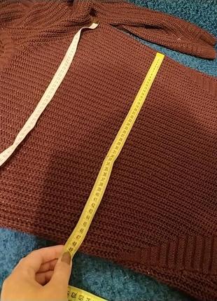Вязаное бордовое платье 7