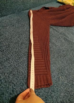 Вязаное бордовое платье 10