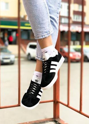 Adidas gazelle женские замшевые кроссовки адидас черный цвет (весна-лето-осень)😍5 фото
