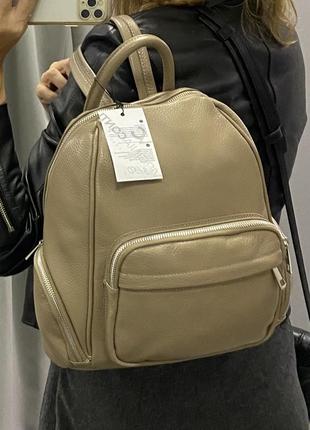 Рюкзак кожаный мягкий бежевый рюкзак из натуральной кожи8 фото