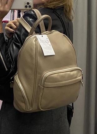 Рюкзак кожаный мягкий бежевый рюкзак из натуральной кожи2 фото