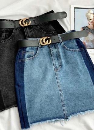 Джинсовая мини - юбка с красивым дизайном 🦋2 фото
